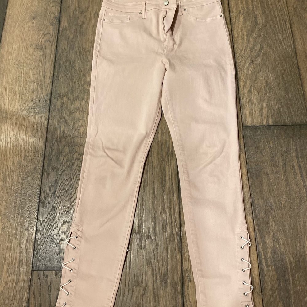 Hudson lace up stretchy jeans
